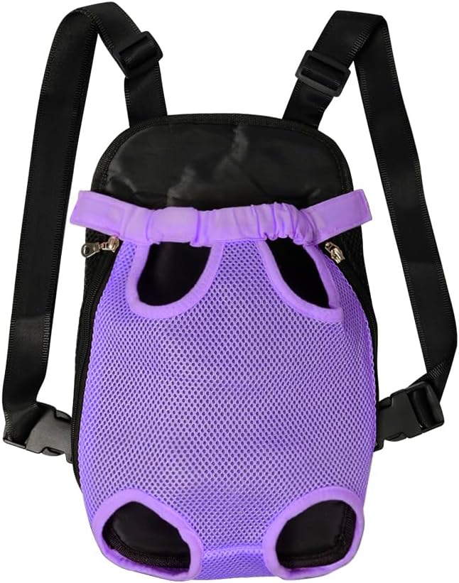 FEimaX Dog Carrier Backpack Pet Legs Out Front Cat Travel Bag, Adjustable Puppy Backpacks Carriers Hands-Free for Small Medium Dogs Cats Hiking Traveling Camping Daily Walking (Large, Purple)-Mewly Pet