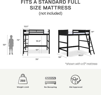 DHP Denver Full Size Loft, Black bed