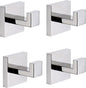 TASTOS Bath Towel Hooks Polished Chrome, 4 Pack Stainless Steel Robe Coat and Clothes Hook, Heavy Duty Wall Hook for Bathroom & Kitchen, Modern Square Style Wall Mounted
