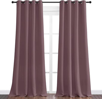 NICETOWN Dry Rose Blackout Curtains 90" Long for Office, 55" Wide, 2 Pieces, Dining Room, Guest Room, Sound Reducing Heat and Cold Block Curtain Panels for Modern Room Decorative