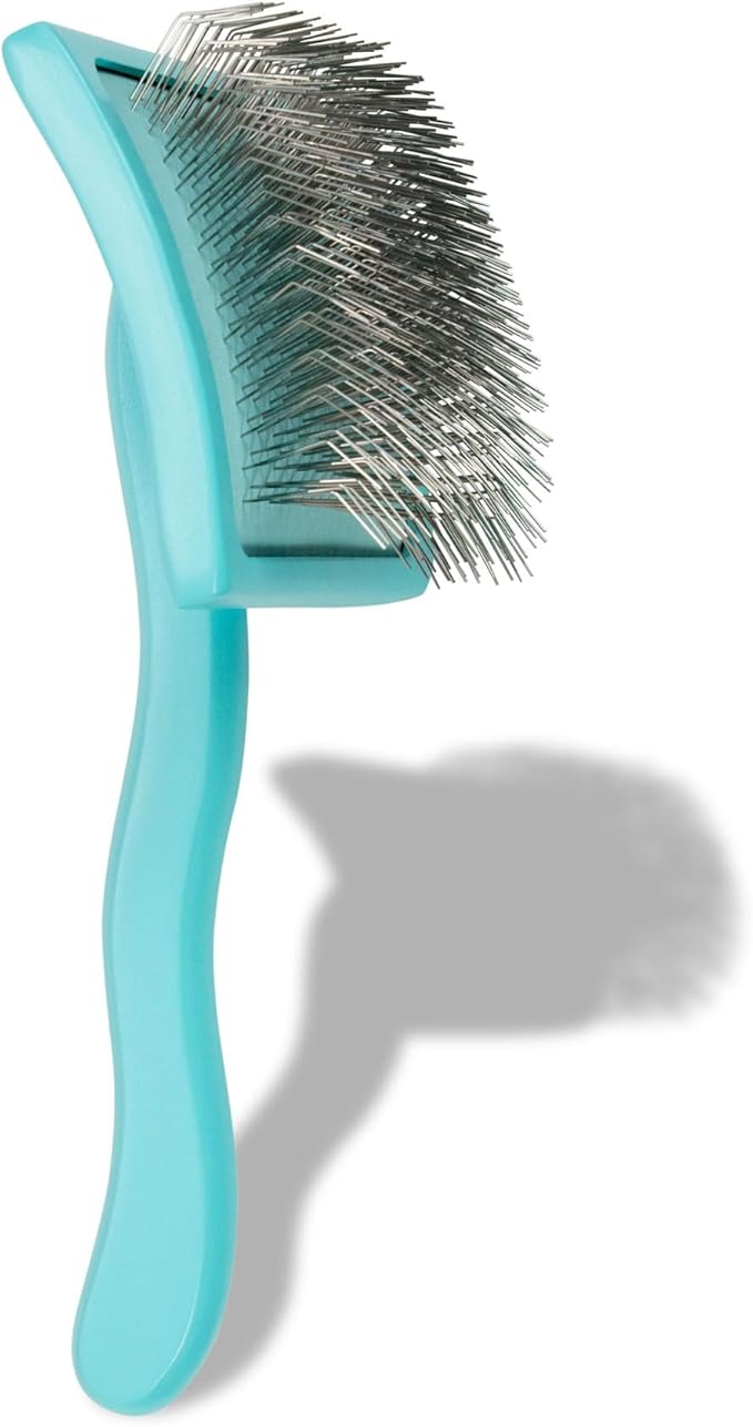 Chris Christensen Big G Dog Slicker Brush for Dogs (Goldendoodles, Labradoodles, Poodles), Groom Like a Professional, Fluff Detangle Style, Saves Time Energy, Teal, Large-Mewly Pet