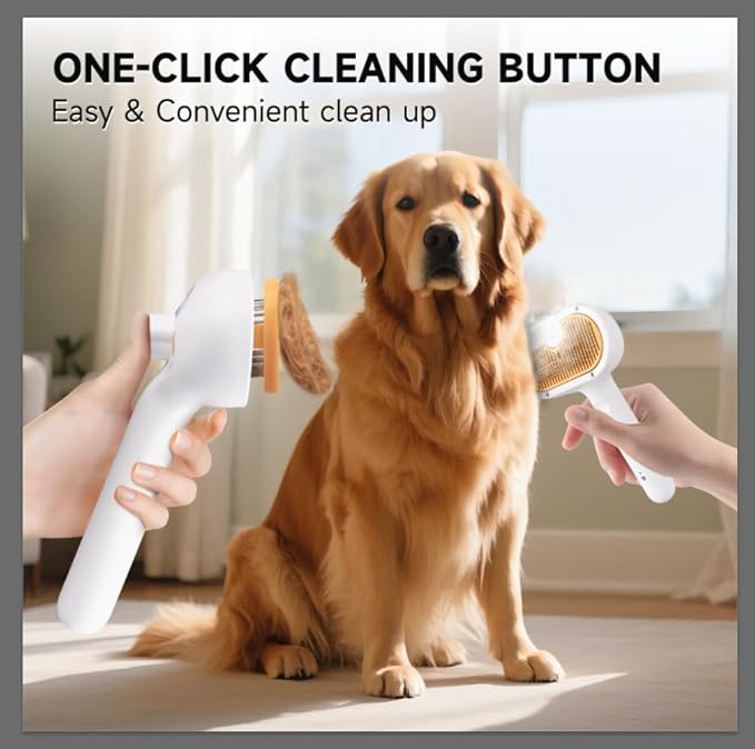 Pet Steam Brush for Dogs & Cats with Paw Cleaner & Shampoo – 3-in-1 Grooming Spray Comb, Mist Massage & Defur Function, Water Spritz Deshedding Tool for Long/Short Hair, Indoor Pets-Mewly Pet