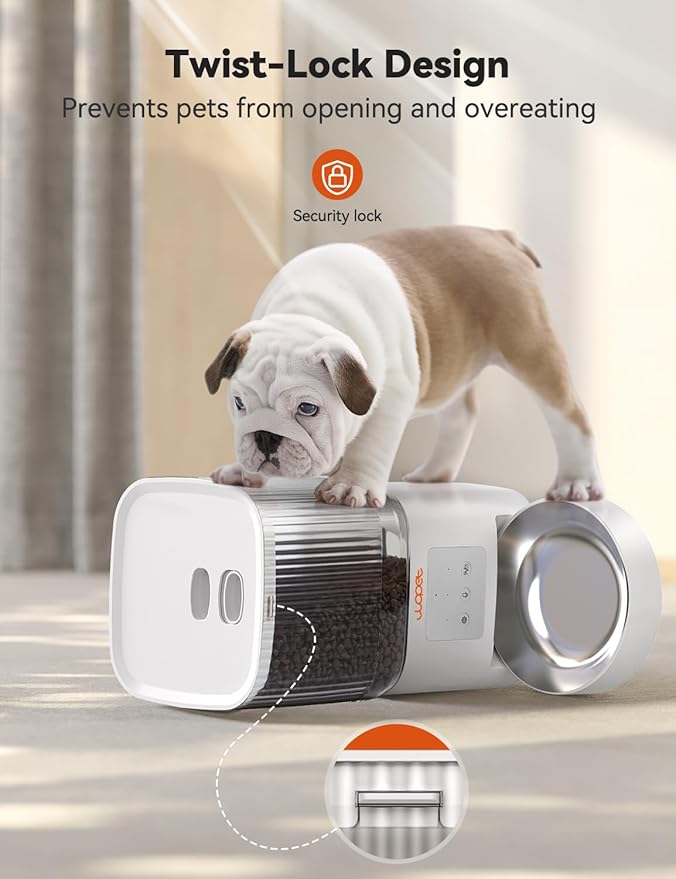 WOPET Automatic Cat Feeder, WiFi Dog Feeder with APP Control for Remote Feeding, Automatic Cat Food Dispenser with 10S Voice Record,1-10 Meals Per Day for Cats and Dogs-Mewly Pet