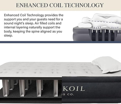 King Koil Plush Pillow Top Twin-Size Inflatable Air Mattress with Built-in High-Speed Pump for Camping, Home & Guests - Luxury 13" Twin Airbed Blow Up Mattress Waterproof, 1-Year Warranty