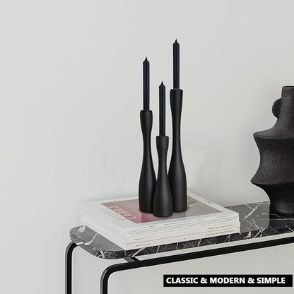 Candle Holder Black Candlestick Holders,Taper Candle Holders for Candlesticks Set of 3,(12"/10"/7.5" H) Tall Wooden Modern Candle Sticks Candle Holder for Decor
