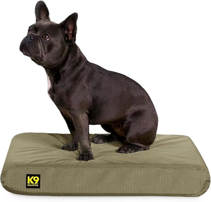 K9 Ballistics Tough Ripstop Orthopedic Rectangle Dog Bed w/Removable Washable Cover, Solid Orthopedic Foam - Small, Sage Green-Mewly Pet