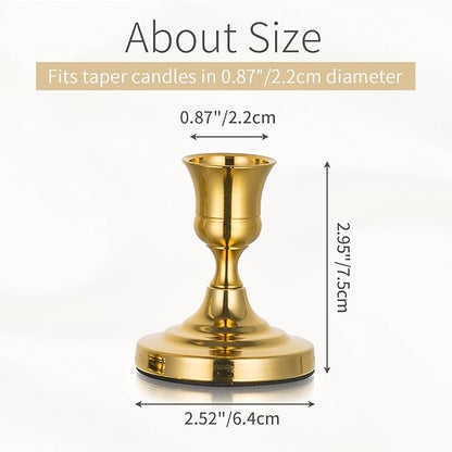 Gold Taper Candle Holder Vintage: Small Candlestick Holders Metal Candle Sticks Holder Decor Antique Decoration for Dinning Table Mantel Wedding Centerpieces Christmas Party Set of 6