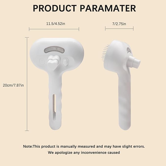 Cat Steam Brush for Shedding– 4-in-1 De-Shedding, Steam Spray, and Self-Cleaning Grooming Tool – Ideal for Long and Short-Haired Pets– Includes 2 Bottles of 120 mL Waterless Shampoo(White)-Mewly Pet