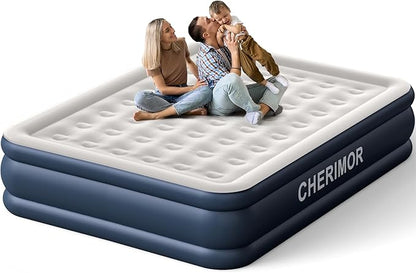 King Size Air Mattress with Built-in Pump, 18in Raised Heavy Duty Inflatable Bed, 1000lbs Maxs, Fast Inflatable Blow up Mattress with Carry Bag, Air Bed for Camping Sleepover Guest Room