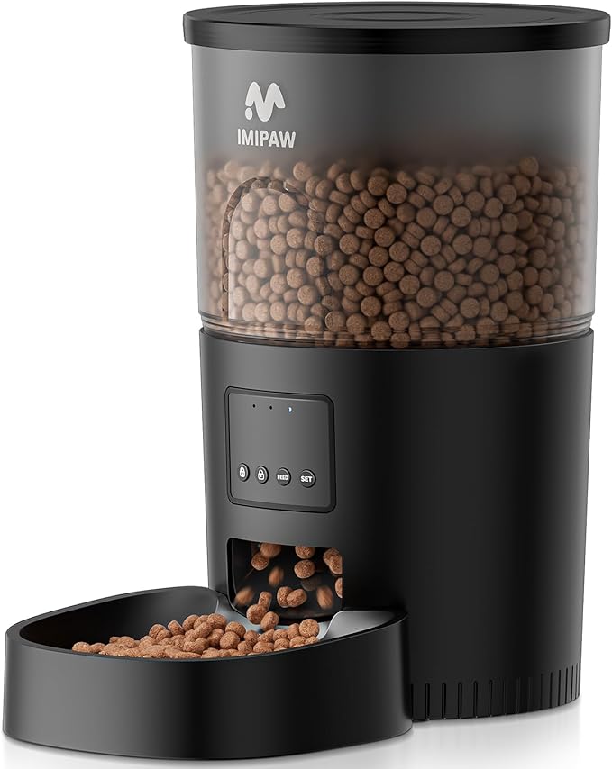Automatic Cat Feeder - 3L Pet Dry Food Dispenser with Timed Programmable Portion Control, Dual Power Backup, Easy Set Up, 10 Meals Per Day for Cats and Puppies, Black（Remote Not Supported）-Mewly Pet