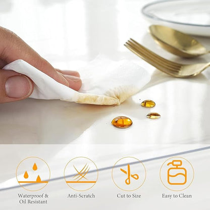 Deep Dream 1.5mm Clear Desk Cover Protector, 35×59 Inch Clear Desk Cover, Clear Desk Mat, Table Cover Tablecloth Protector Rectangle, Table Protector for Dining Room Table