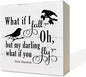 Inspirational Wood Signs, Wooden Box Sign Desk Decor, Table Art Signs, Nursery Decor, Kids Bedroom Decor, Rustic Farmhouse Decor for Shelf, What If I Fall Oh But Darling What If You Fly