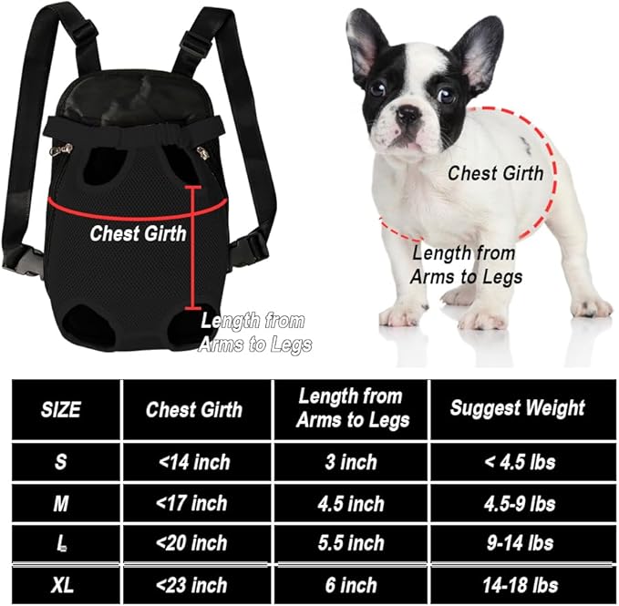 FEimaX Dog Carrier Backpack Pet Legs Out Front Cat Travel Bag, Adjustable Puppy Backpacks Carriers Hands-Free for Small Medium Dogs Cats Hiking Traveling Camping Daily Walking (Small, Black)-Mewly Pet