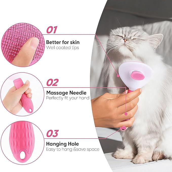 Namylya Cat Brush for Shedding & Grooming – Slicker Brush for Dogs and Cats with Long Hair – Removes Tangles, Mats & Loose Fur-Mewly Pet