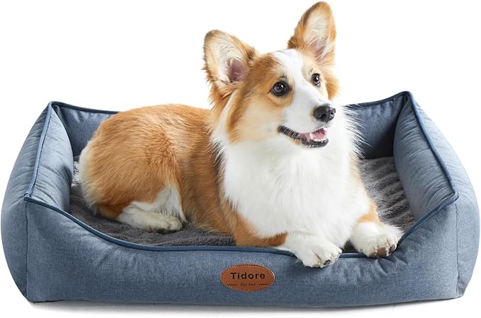 Orthopedic Dog Beds for Medium Dogs, Durable Egg Crate Foam Sofa Dog Bed wit Washable Removable Cover,Waterproof Lining,Pet Bed for Large Dogs (Denim Blue, 31.5" L x 25.2" W x 7" Th)-Mewly Pet