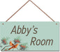 Personalized Sign Birds Wooden Sign For Kids Room Boys Bedroom Door Decor,Custom Name Flowers Wall Art Decor Decorative Plate for Nursery Little Man Cave