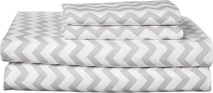 Full Size Sheet Sets - Breathable Luxury Sheets with Full Elastic & Secure Corner Straps Built In - 1800 Supreme Collection Extra Soft Deep Pocket Bedding Set, Sheet Set, Full, Chevron Gray