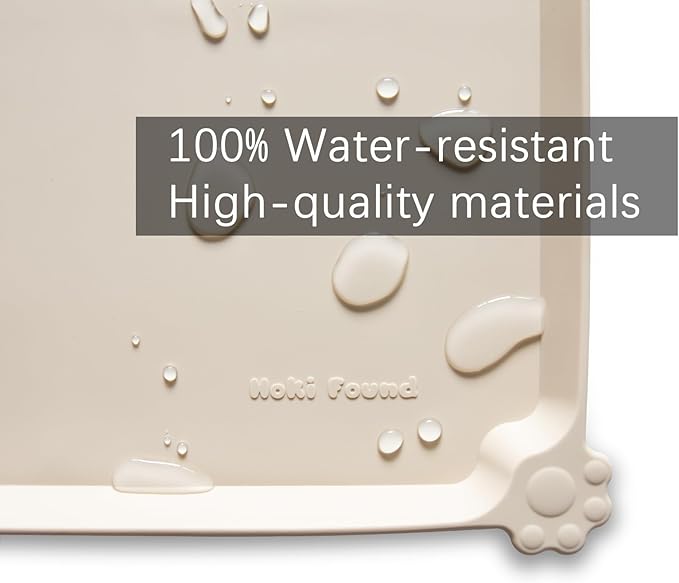 Hoki Found XX-Large Silicone Pet Food Mats - Non Slip Cat Dog Bowl Placemats - Waterproof Feeding Mats - Suitable for Carpet - Papayawhip-Mewly Pet