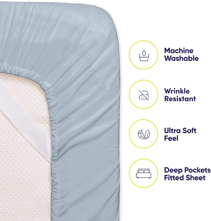 Full Size Bed Sheets - 6 Piece 1500 Supreme Collection Fine Brushed Microfiber Deep Pocket Full Sheet Set Bedding - 2 Extra Pillow Cases, Great Value, Full, Misty Blue