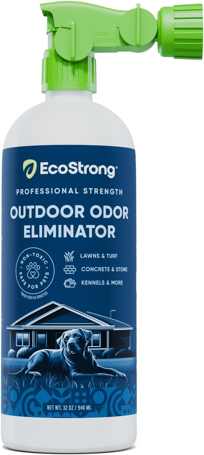Outdoor Odor Eliminator | Outside Dog Urine Enzyme Cleaner – Powerful Pet, Cat, Animal Scent Deodorizer | Professional Strength for Yard, Turf, Kennels, Patios, Decks (32oz)-Mewly Pet