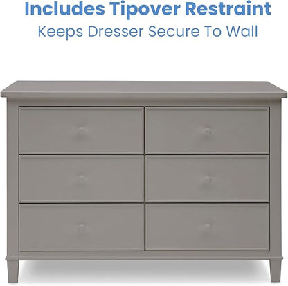 Delta Children Haven 6 Drawer Dresser with Interlocking Drawers - Greenguard Gold Certified, Grey