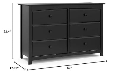 Storkcraft Kenton 6 Drawer Double Dresser (Black) – Dresser for Kids Bedroom, Nursery Dresser Organizer, Chest of Drawers for Bedroom with 6 Drawers, Universal Design for Children’s Bedroom