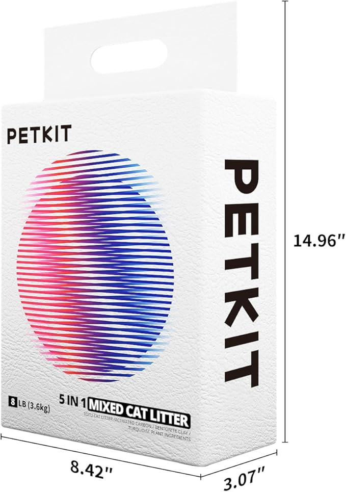 PETKIT Mixed Cat Litter Fast Clumping, Flushable, Ultra Absorbent, 100% Natural Ingredients Litter, Water Dissolvable, Really Dust-Free, Low Tracking Bentonite Tofu Litter (7.9lb×2 Bags)-Mewly Pet