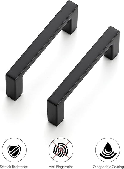 Ravinte 5 Pack Matte Black Cabinet Pulls, 2-1/2 Inch (64mm) Hole Center Slim Kitchen Handles, Square Drawer Pulls for Cabinets & Cupboards, Hardware