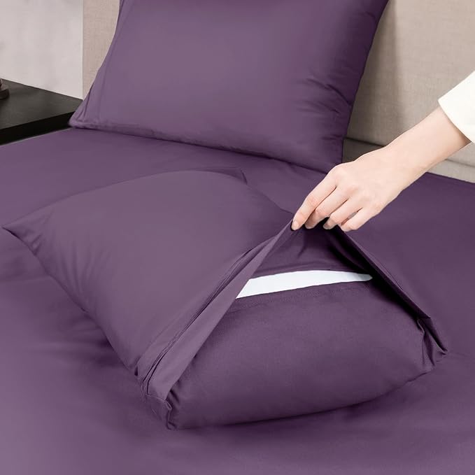 Mejoroom Twin XL Sheet Set - Hotel Luxury Microfiber Sheet & Pillowcase Sets Fits College Dorm Room Mattress - Soft, Breathable, Wrinkle & Fade Resistant - 3 Piece (Purple)