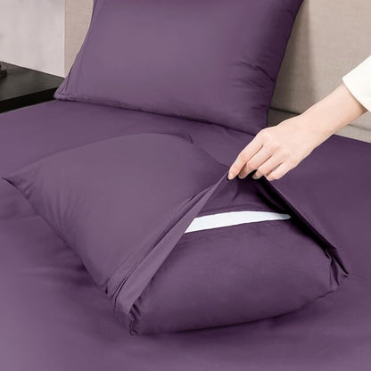 Mejoroom California King Size Sheet Set - Soft Microfiber Bed Sheets,Deep Pocket Fitted Sheet, Breathable, Wrinkle & Fade Resistant - 4 Piece (California King,Purple)