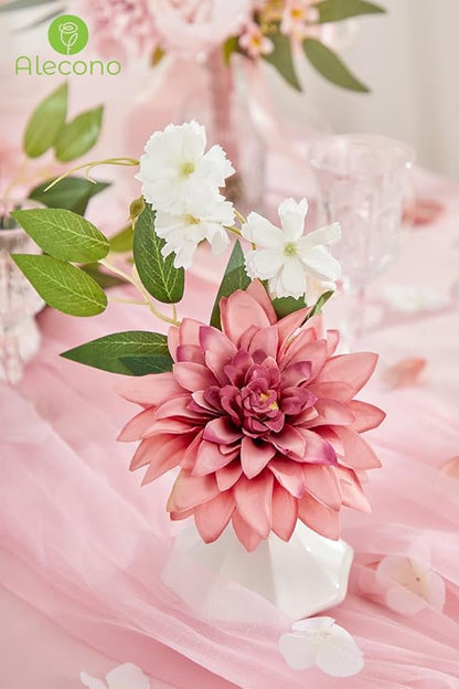 Alecono Artificial Flowers, Pink Fake Flowers for Decorastion, Wedding Flowers for Cake Party Home Table Centerpieces Decor