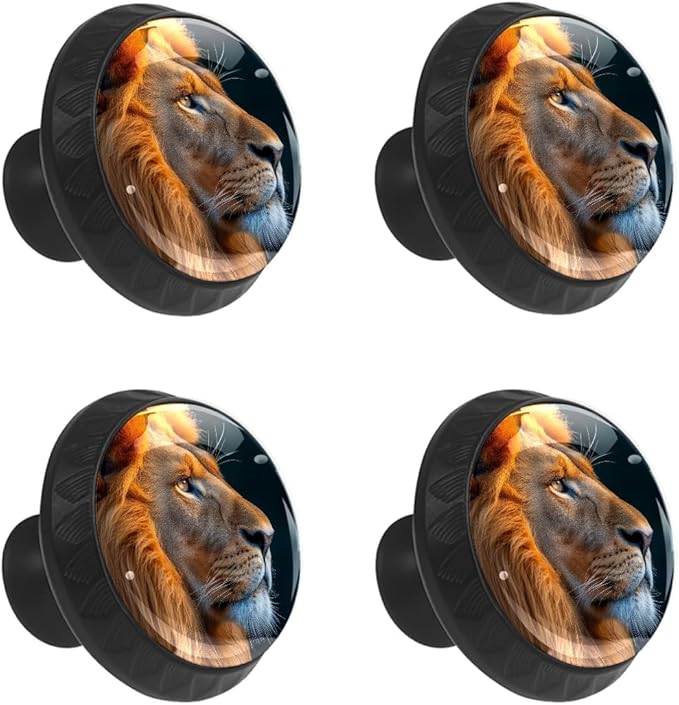 4 Pack Drawer Pulls Lion Animal Crystal Glass Round Knobs Pulls Handles for Cabinets Dressers Kitchen Bathroom - Cupboards Wardrobes Hardware Furniture Knobs
