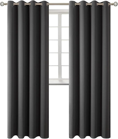 BGment Blackout Curtains - Grommet Thermal Insulated Room Darkening Bedroom and Living Room Curtains, Set of 2 Panels (52 x 120 Inch, Dark Grey)