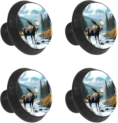 4 Pack Drawer Knobs Pulls Moose River Crystal Glass Round Knobs Pulls Handles for Cabinets Dressers Kitchen Bathroom - Cupboards Wardrobes Hardware Furniture Knobs