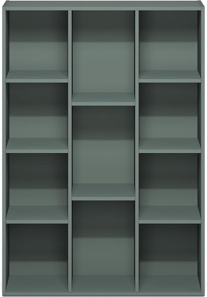 Furinno LUDER Book Shelf, 11-Cube Bookshelf, Reversible Bookcase, 9.4" x 29.1" x 41.7", for Living Room, Bedroom, Home Office, Sage Green