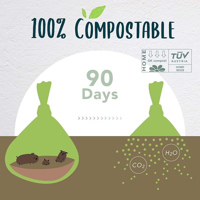 Dog Poop Bag, Compostable Doggie Poop Bags Refills, Eco-Friendly Pet Waste Bags, Vegetable-Based Unscented, Compostable, Extra Thick, Leak Proof, Size 9 x 13 Inches, 120 count-Mewly Pet