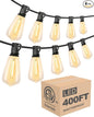 Lightdot 400FT Outdoor String Lights, LED Bistro String Lights with Shatterproof ST38 Vintage Bulbs, 2200K Dimmable, Waterproof Hanging Lights for Porch, Deck, Garden, Backyard, Balcony - ETL Listed