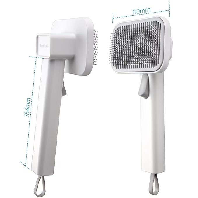 Self Cleaning Slicker Dog Cat Brush for Shedding - Deshedding Tool with Max Massage Tips, Grooming Brush for Short Medium Haired Cats & Dogs (White)-Mewly Pet