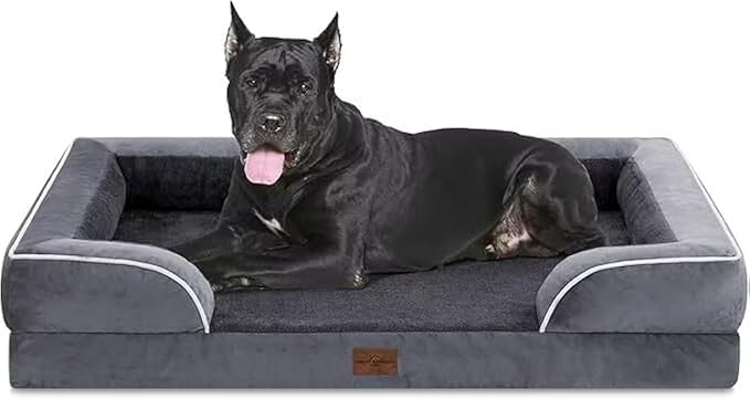 Comfort Expression Waterproof Orthopedic Foam Dog Beds, XXL Orthopedic Dog Beds for Extra Large Dogs, Washable Pet Sofa Bed with Removable Cover & Non-Slip Bottom(XX-Large,Dark Grey)-Mewly Pet