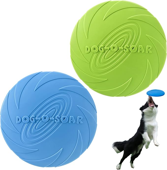 Dog Flying Disc, 2 Pack Dog Flyer Toys, Soft Rubber Interactive Lightweight Flying Disc Dog Toy for Small Large Dogs - Floats in Water & Safe on Teeth, 7.2 inch.-Mewly Pet