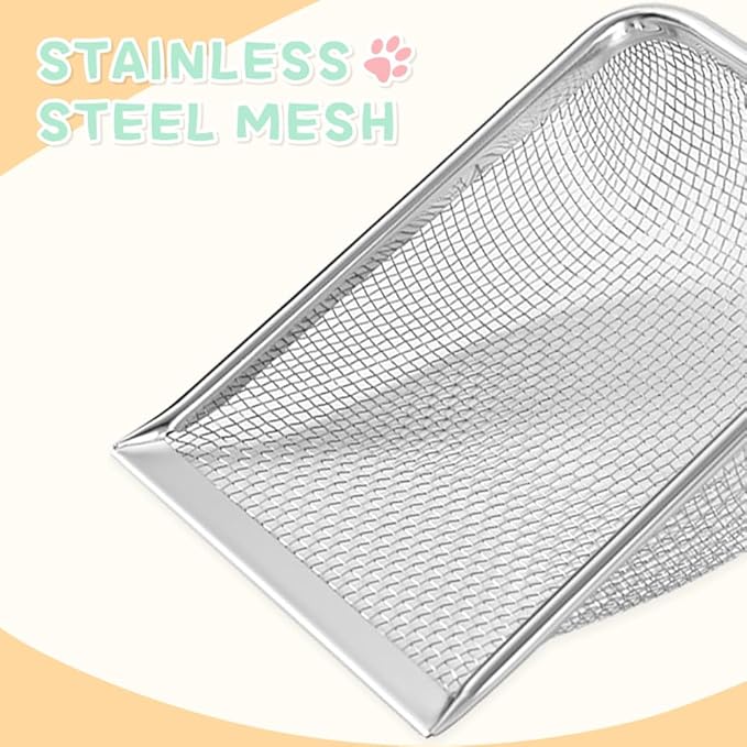 Cat Litter Scoop,Sturdy Litter Cleaner Corner Shovel,Stainless Steel Mesh Litter Shovel,Easy to Clean Reptile Terrarium Sand Waste,Beach Shovel(Green)-Mewly Pet