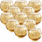 LAMORGIFT 12 Pcs Gold Votive Candle Holders -Gold Mercury Glass Candle Holders, Diwali Decorations for Home, Wedding Centerpieces for Tables, Christmas Tea Light Holders