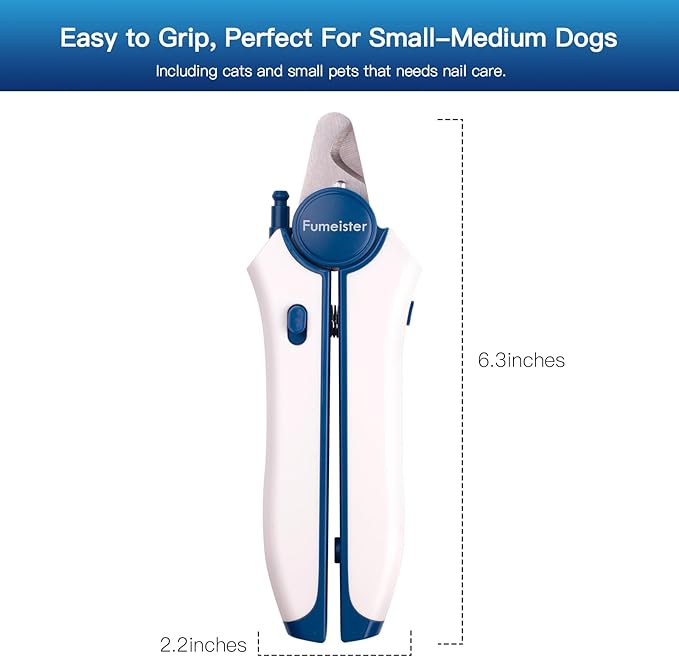 Type-C Rechargeable Dog & Cat Nail Clippers - LED Pet Nail Trimmer with Built-in Nail File, Extra Sharp Blades for Small & Medium Dogs, Indoor Cats (Blue)-Mewly Pet