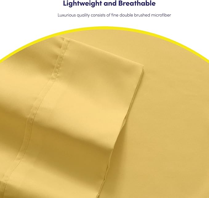 Cal King Size Bed Sheets - 6 Piece 1500 Supreme Collection Fine Brushed Microfiber Deep Pocket California King Sheet Set Bedding - 2 Extra Pillow Cases, Great Value, California King, Yellow