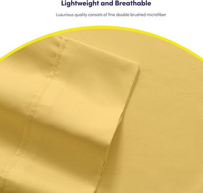 Queen Sheets Yellow - 6 Piece 1500 Supreme Collection Fine Brushed Microfiber Deep Pocket Queen Sheet Set Bedding - 2 Extra Pillow Cases, Great Value, Queen, Yellow