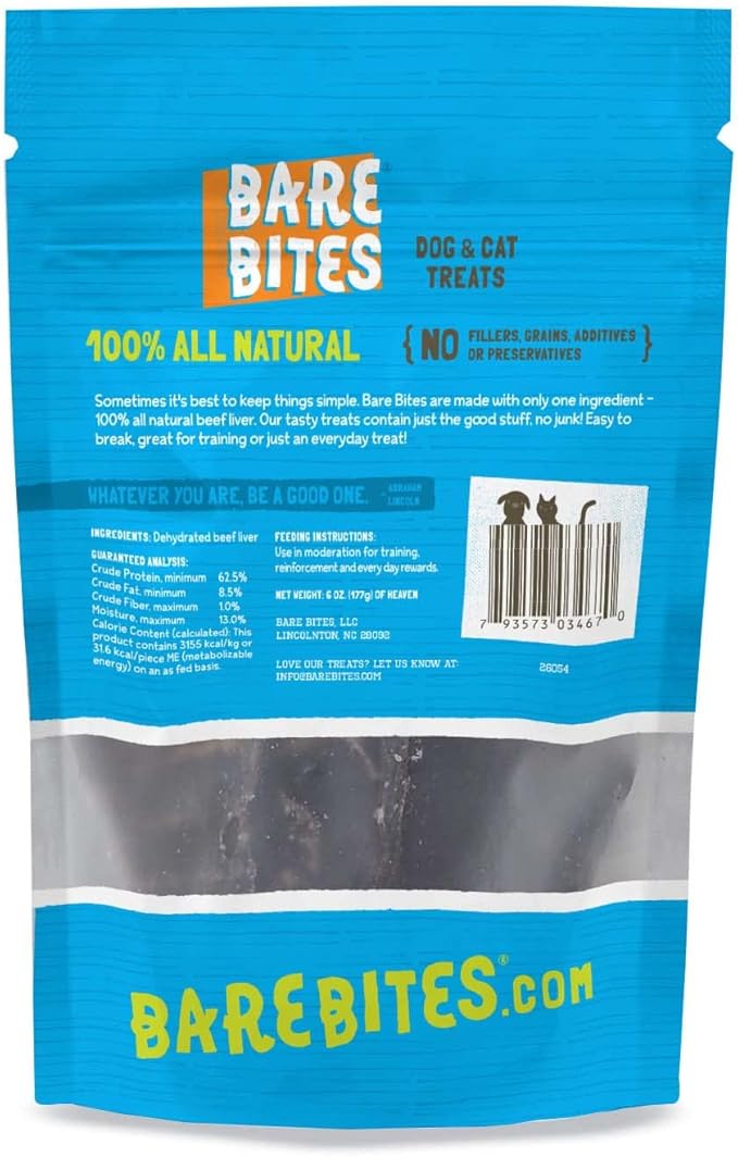 100% All Natural Dehydrated Beef Liver Dog and Cat Treats (6 Ounce Bag) (6 Ounce Bag)-Mewly Pet