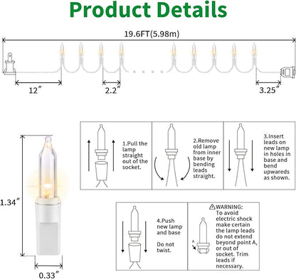 LAMPHOME Super-Bright Extendable Warm White Christmas Lights Decoration 100Lights 19.6ft UL Certified Mini Bulb String Lights Set for Outdoor Christmas Tree Garden Holiday Party Patio Wedding Decor