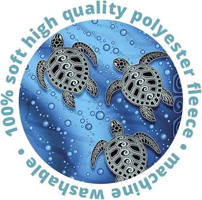 Dawhud Direct Sea Turtle Fleece Blanket for Bed, 50x60 Inches Super Soft Plush Ocean Blanket - Queen Size