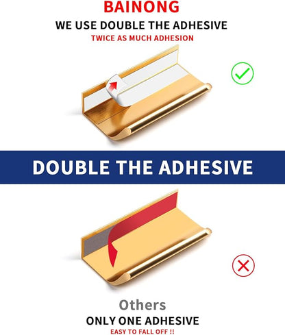 5 Pack 3 inch self Adhesive Cabinet pulls Adhesive Cabinet Handles Gold Stick on Handles for Finger pulls for cabinets Drawer pulls Concealed Seam Flat Edge