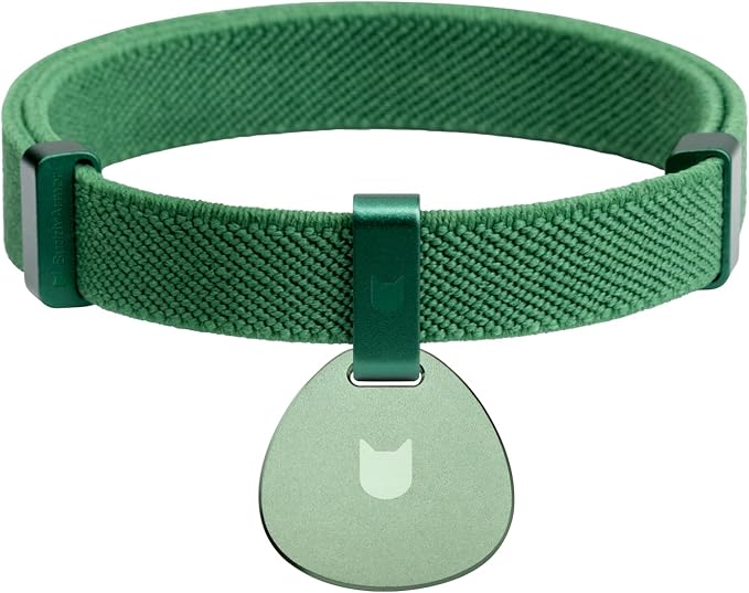 Safety Cat Collar and ID Tag Set, Elastic Quick Release Non Breakaway Collar, Personalized Aluminum Engraved Pet Name Tag, Lightweight for Kitten Small Large Cats (Alpine+Olive-S, Pocket)-Mewly Pet